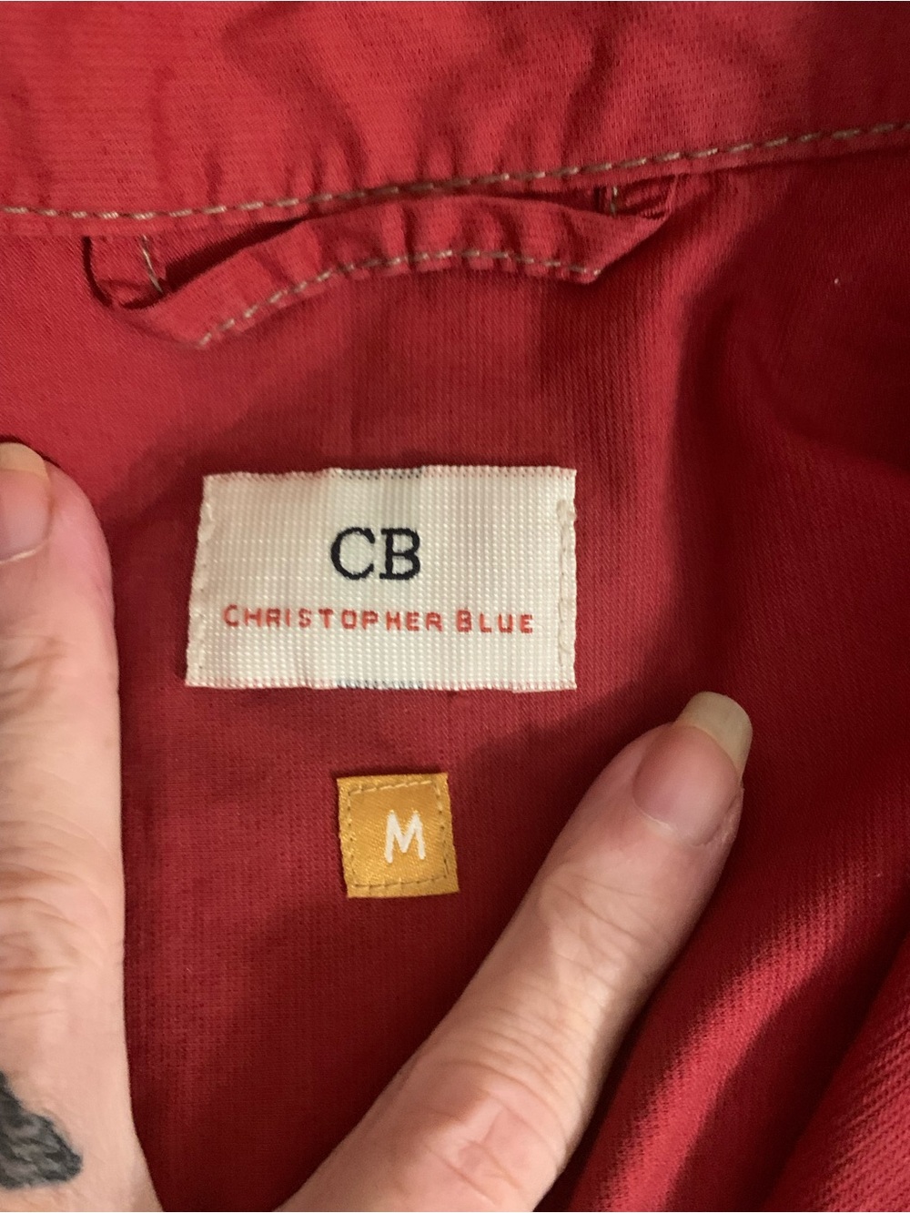Christopher Blue Red Button-Front Utility Jacket - Picture 2 of 5